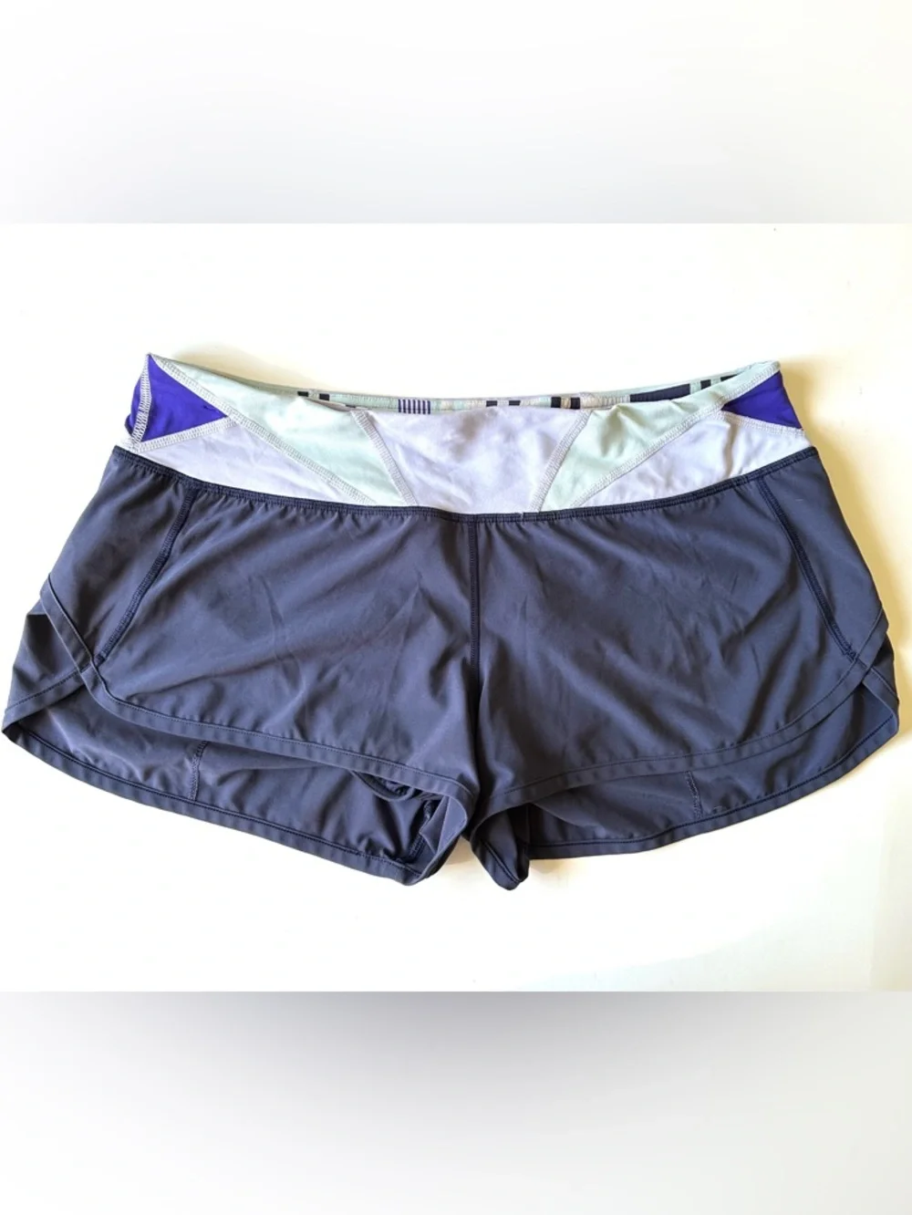 Lululemon Athletic Shorts Women’s Sz 8 Navy with Light Mint & Lavender Waistband